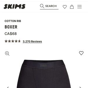 SKIMS Cotton Rib Boxer Shorts - Black